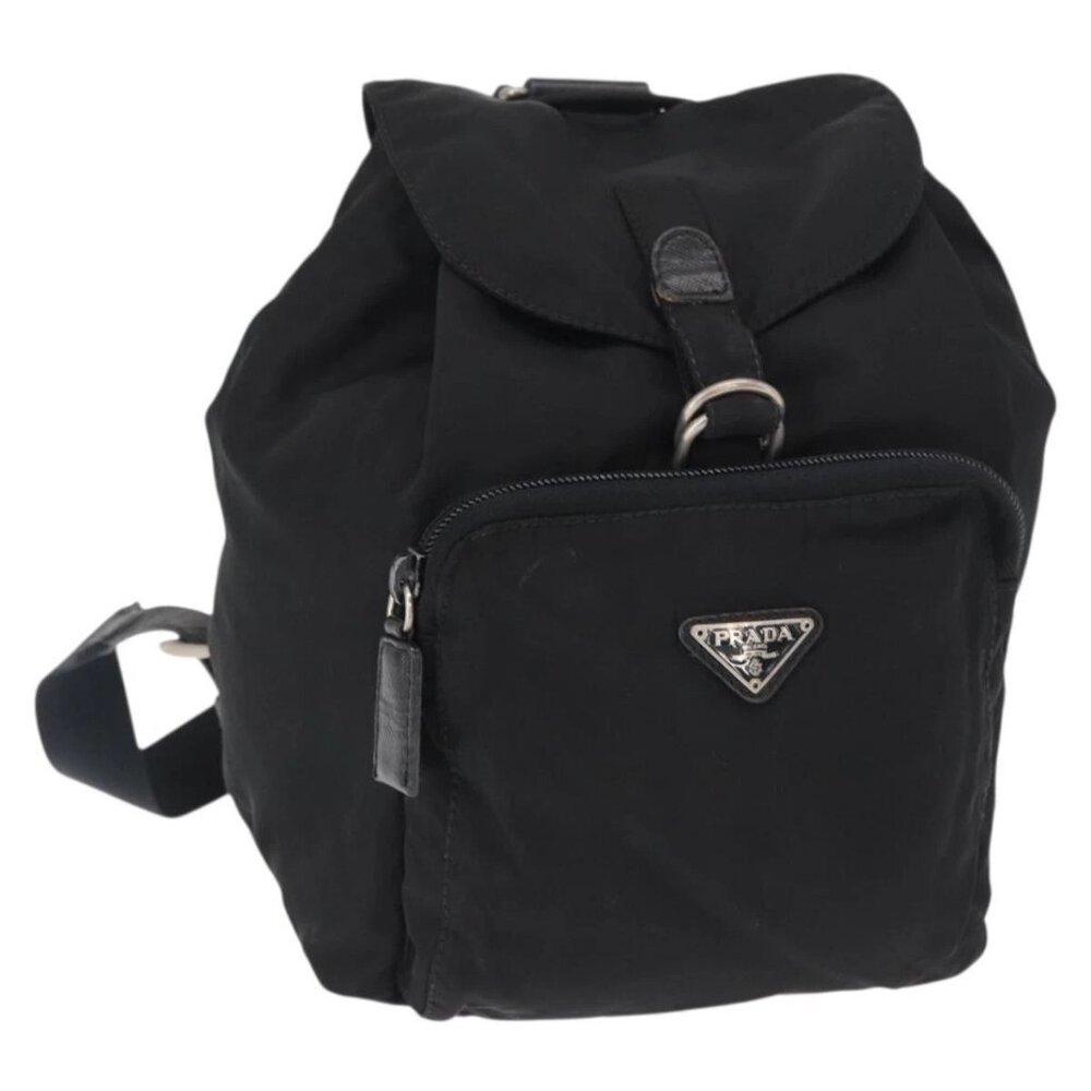 PRADA Backpack Nylon Black Silver Auth 154530